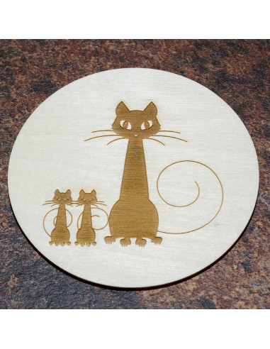 Dessous De Verre En Bois Chats Serie De 6