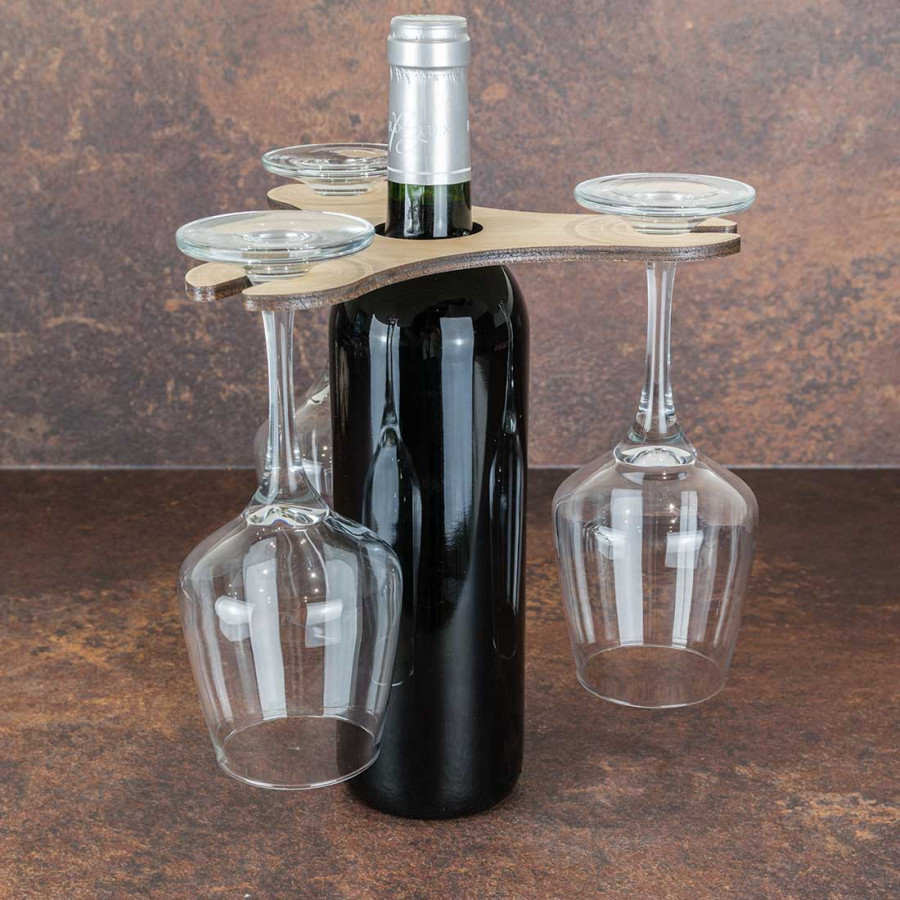 Centre de table anniversaire personnalisable Bouteille de vin en bois
